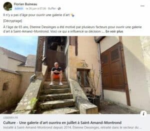 article de presse sur un retraité qui ouvre une galerie d'art